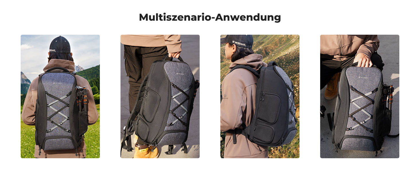 Рюкзак для камери K&F Concept 30L, водонепроникний, з захистом від дощу, для DSLR/SLR, 16