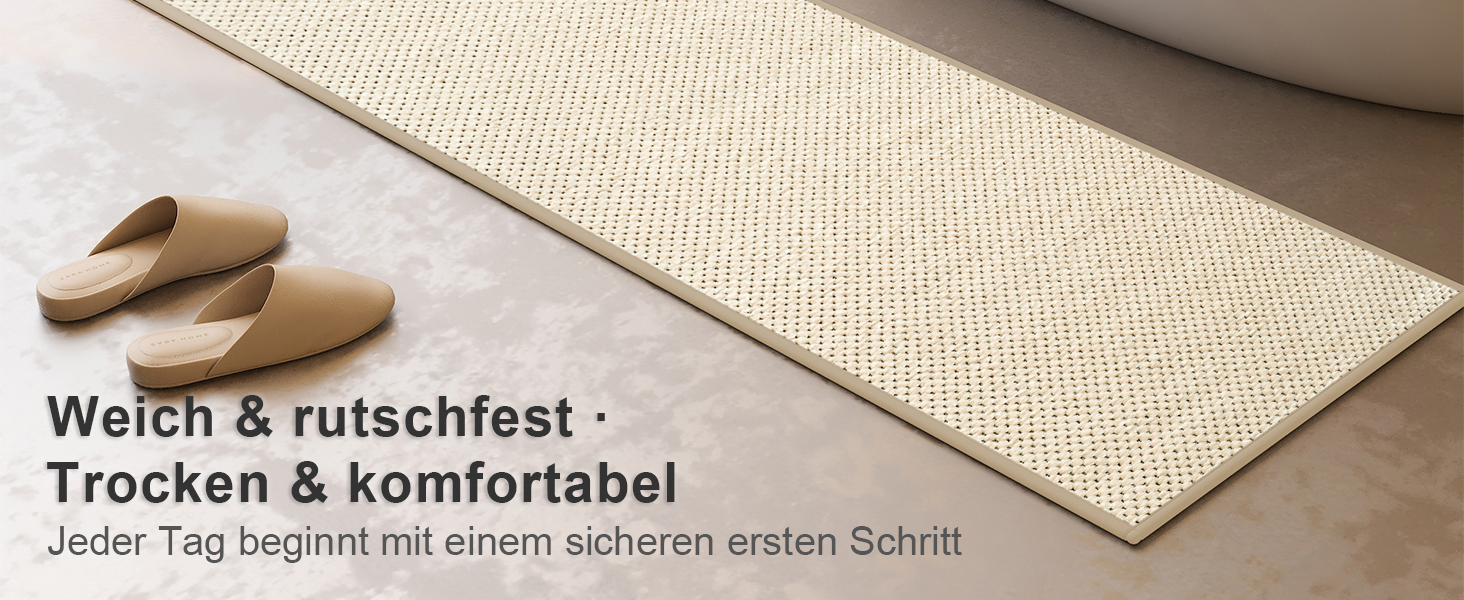 Килимок для ванної кімнати Badteppich Chenille, протиковзкий та вологопоглинаючий, 50x150 см, бежевий