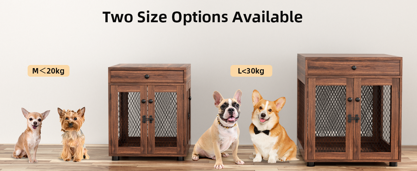Клітка для собак VOWNER з дерева, 3 двері, з шухлядою, 51x60x62 см, для собак до 20 кг, колір горіх