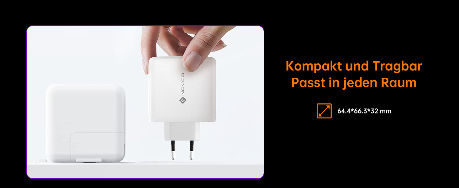 Зарядний пристрій USB-C 120W NOVOO GaN III 3-порти, кабель USB-C PD 100W для MacBook Pro 14