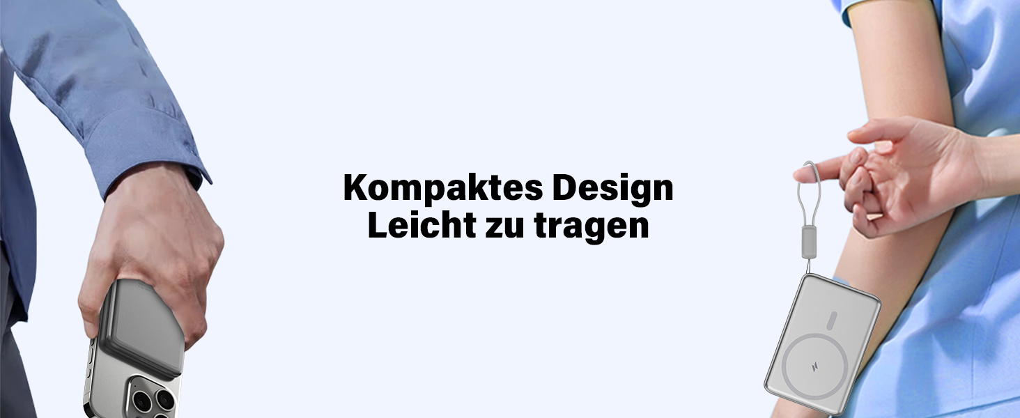 Power Bank MagSafe 5000mAh 20W PD з бездротовою зарядкою, USB-C, для iPhone 16/15/14/13/12, срібний