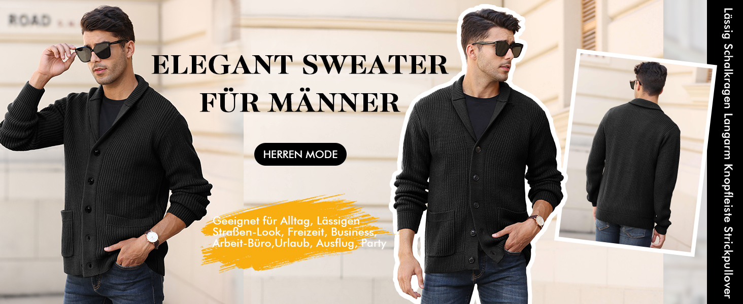 Чоловічий кардиган Runcati з грубого в'язання, великий розмір XL, з коміром-шарфом, на ґудзиках, стильний, чорний