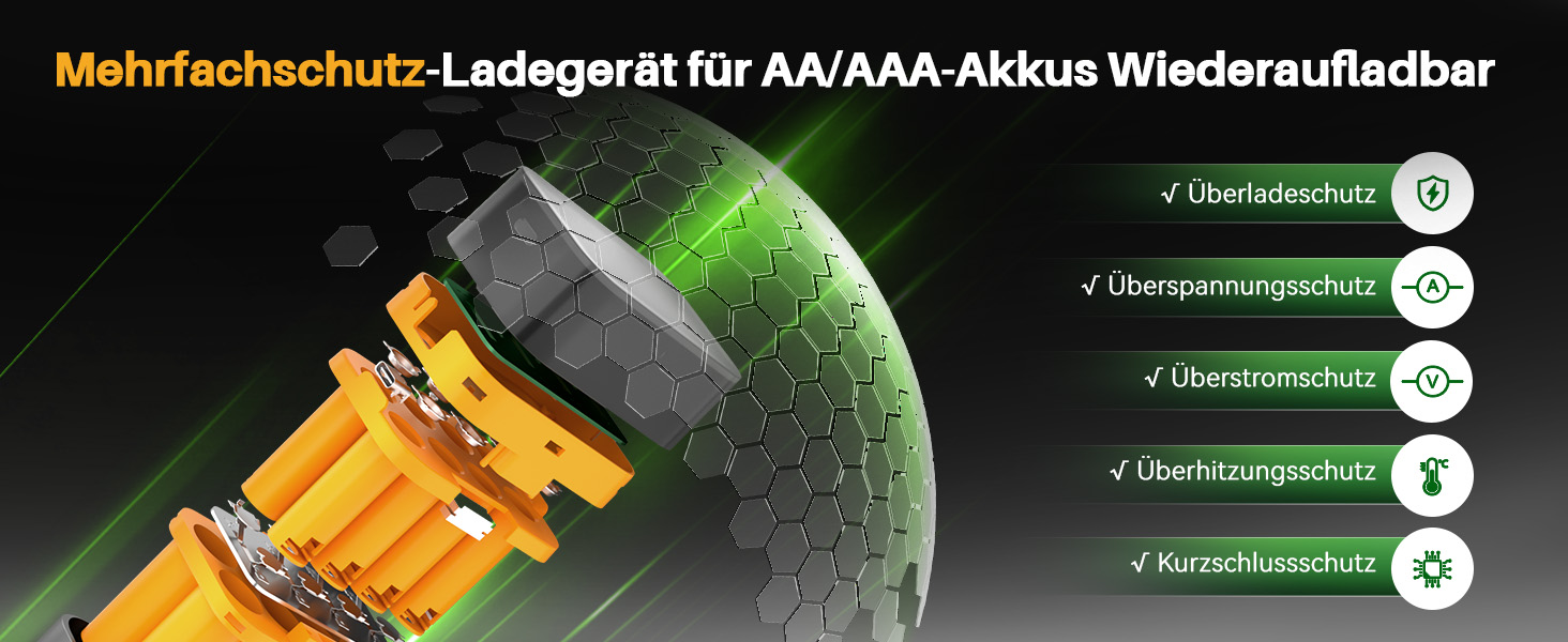 Акумулятори AAA з зарядним пристроєм, 16 шт. - NiMH 1.2V 1100mAh, сумісні з Gigaset, іграшками, раціями, камерами