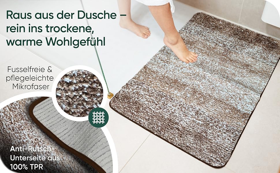 Килимок для ванної кімнати 50x80 см, антиковзаючий - килимок для ванної кімнати, великий, пральний | Високоякісні килимки для ванної кімнати, килими, підлоги для ванної кімнати, килимки для душу для ванної кімнати, душу та інше | чорний (50 x 80 см, Бежевий)