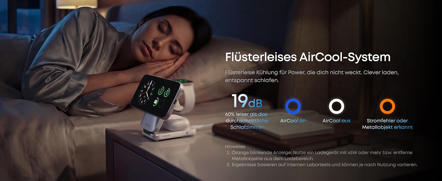 Зарядна станція Anker Prime 3-in-1 Qi2 25W з системою охолодження AirCool, бездротовий зарядний пристрій (білий)