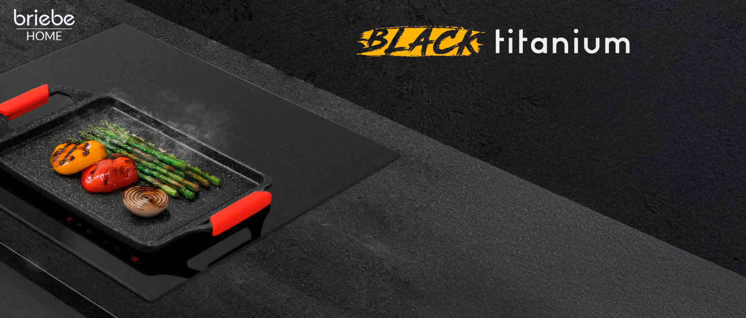 Каструля Briebe Black Titanium з титановим покриттям, 16 см, індукція, склокришка, для плити та духовки