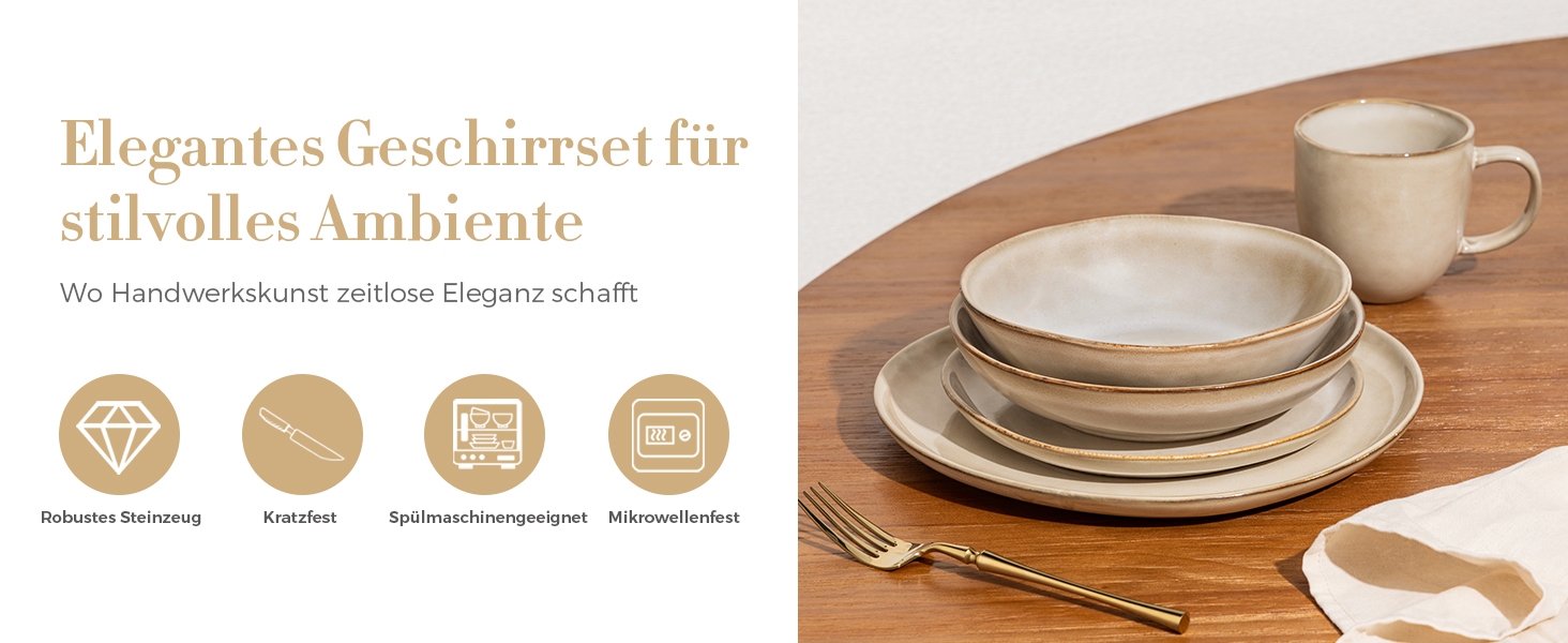 Набір глибоких тарілок GBhome з кераміки (22 см, 6 шт.) - для супу, пасти, кави