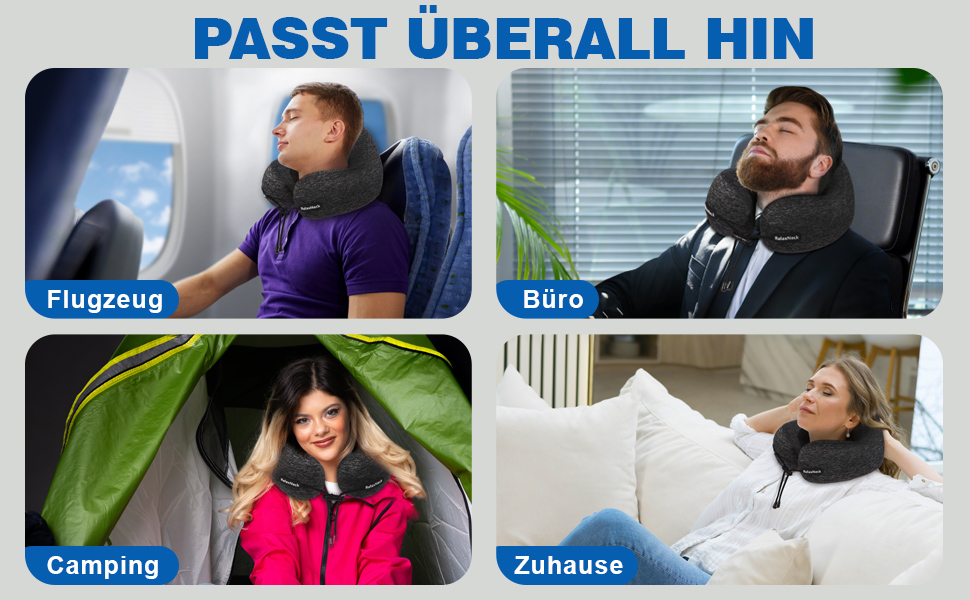 Подушка для шиї у вигляді U, Memory Foam, для подорожей, дорослі, ергономічна, з чохлом, для автомобіля, офісу, поїздки, сірого кольору