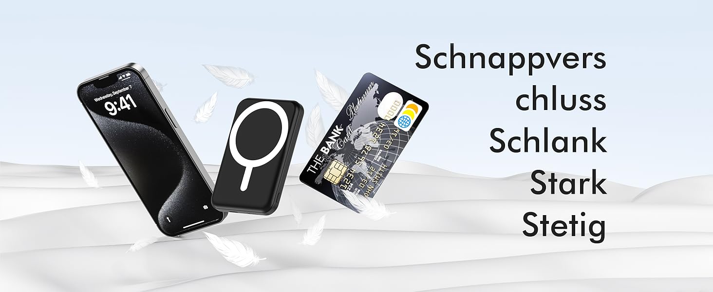 Power Bank MagSafe 5000mAh для iPhone: Швидка зарядка 20W, USB-C, Магнітне з'єднання, Сумісність з iPhone 17/16/15/14/13/12 - Чорний