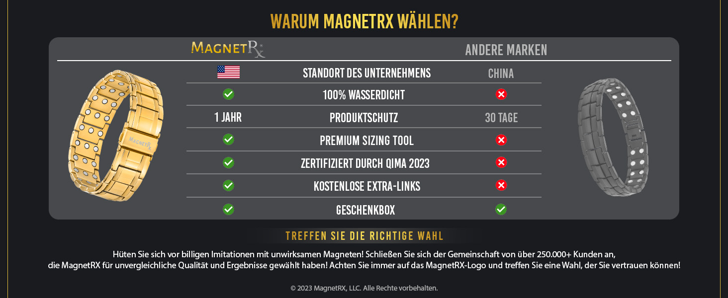 Магнітний браслет MagnetRX® Titan для чоловіків з трійною силою – титановий магнітний браслет на зап'ястя – регульований магнітний браслет для чоловіків – магнітний браслет для чоловіків з високоякісною застібкою (золотий)