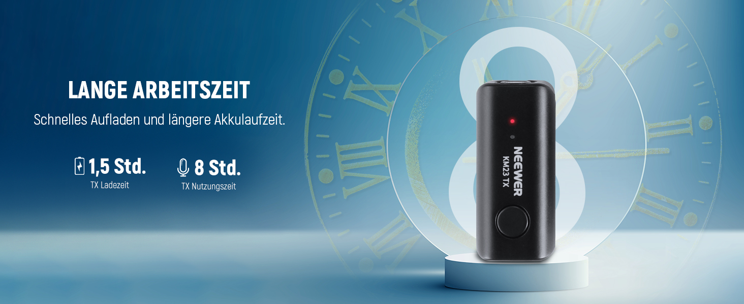 NEEWER Бездротовий петличний мікрофон KM23: 48kHz/24Bit, 8 годин роботи, шумозаглушення, USB-C, сумісний з DJI, Insta360, iPhone, Android, PC