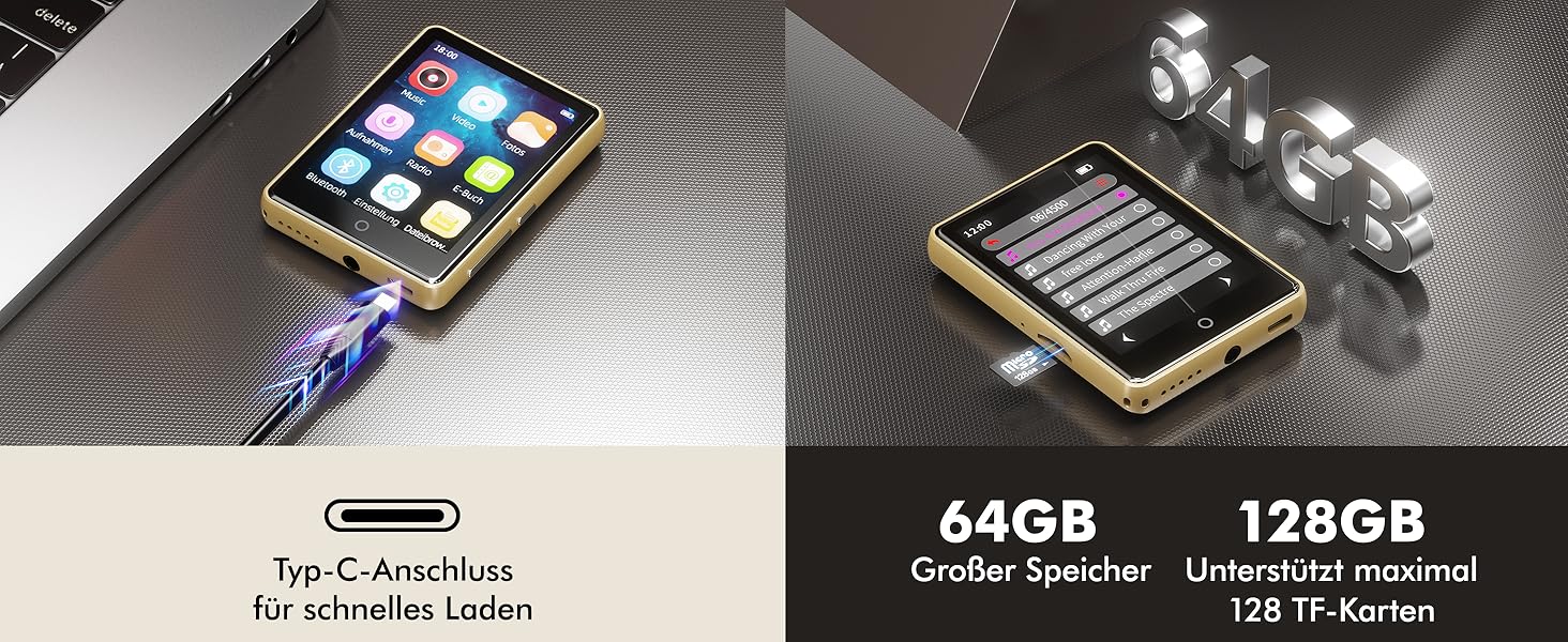 MP3 плеєр для дітей 64GB з Bluetooth 5.3, 2.8