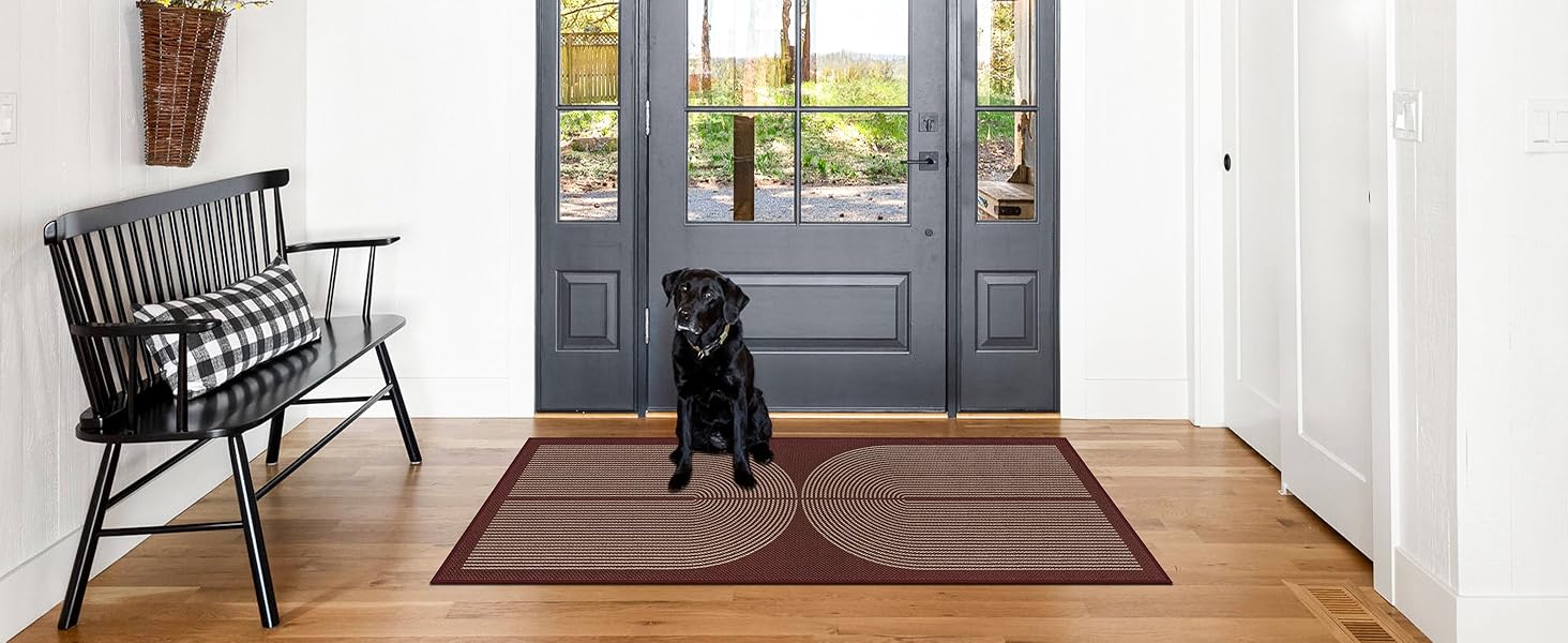 Килимок для підлоги/коридору 80x200 см з джуту, кухонний килимок, миючий, неслизький, для кухні, спальні, балкону (червоний)