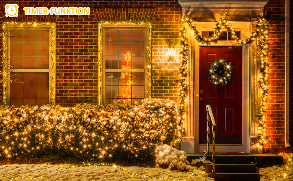 Льо́хка гірлянда 1400 LED для дому та саду: 8 режимів, пульт, таймер, вологостійка, тепле світло, для декору вечірок, свят, ялинки