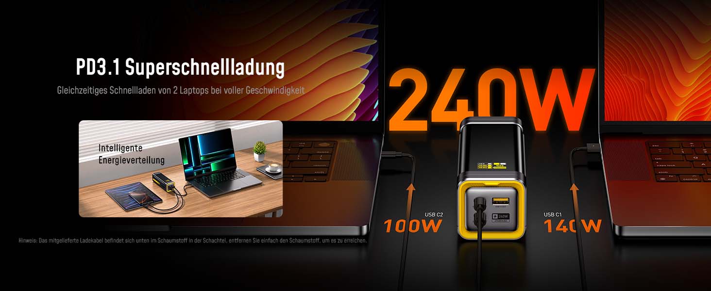 Power Bank AOHI 240W для ноутбуків 27600mAh (99.3Wh) з підтримкою PD 3.1. Ідеально для MacBook Pro, iPad Pro, iPhone, Galaxy, Steam Deck. Сірий колір.