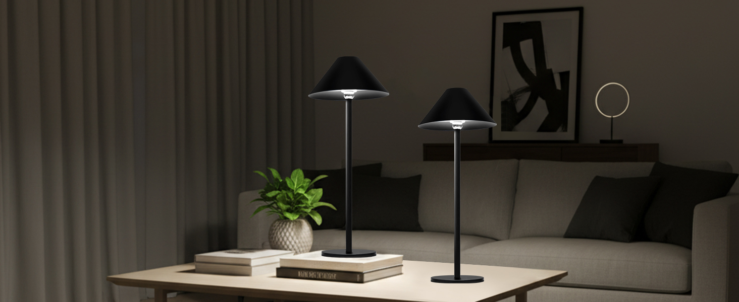 Світлодіодна настільна лампа Rosnek бездротова, акумуляторна 4000 mAh з димером, поворотна на 360°, чорна