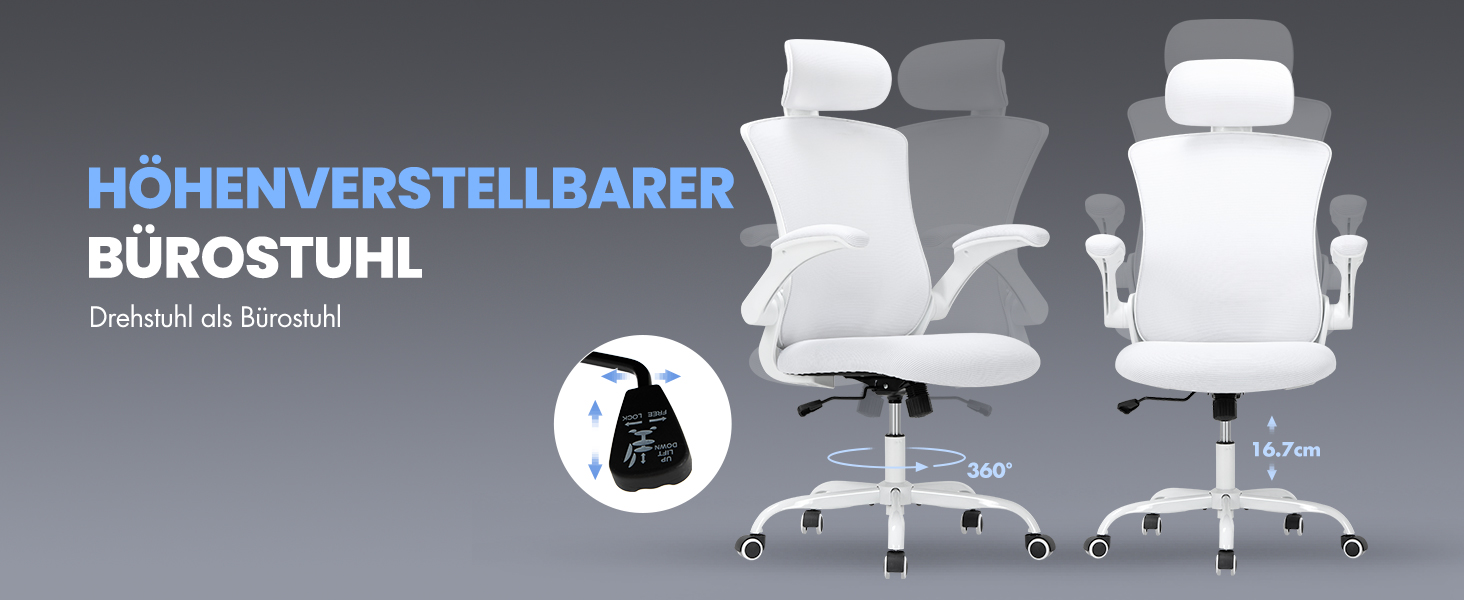 Офісне крісло Colamy: ергономічне, з регульованою підголівником та поперековою підтримкою, біле