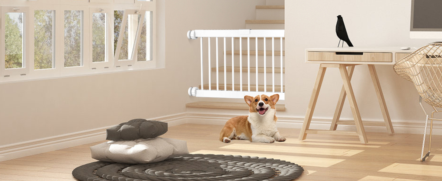 Коротка перегородка для собак Fldofaves, 45-115 см, для дому, висота 35 см, розширювана, з 3 подовжувачами (25 см)