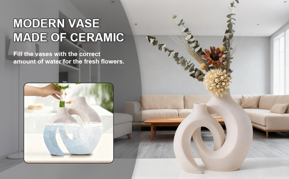 Керамічна ваза для квітів: стильна ваза в скандинавському стилі для дому, декор для вітальні та спальні