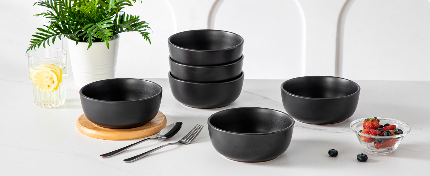 Набір супових та салатних мисок Vancasso PLAYA, 6 шт., 0.9 л, чорний, кераміка
