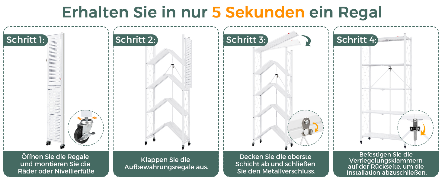 Deanic 5-Tier Folding Heavy-Duty Shelf