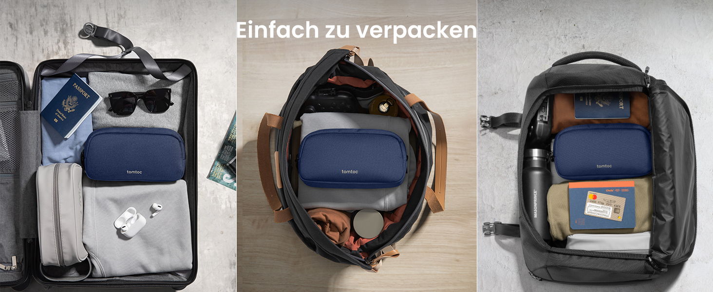 Органайзер для кабелів tomtoc, сумка для аксесуарів, кофр-органайзер для подорожей, чохол для гаджетів, аксесуар для кабелів, адаптерів, павербанку, Navy Blue S