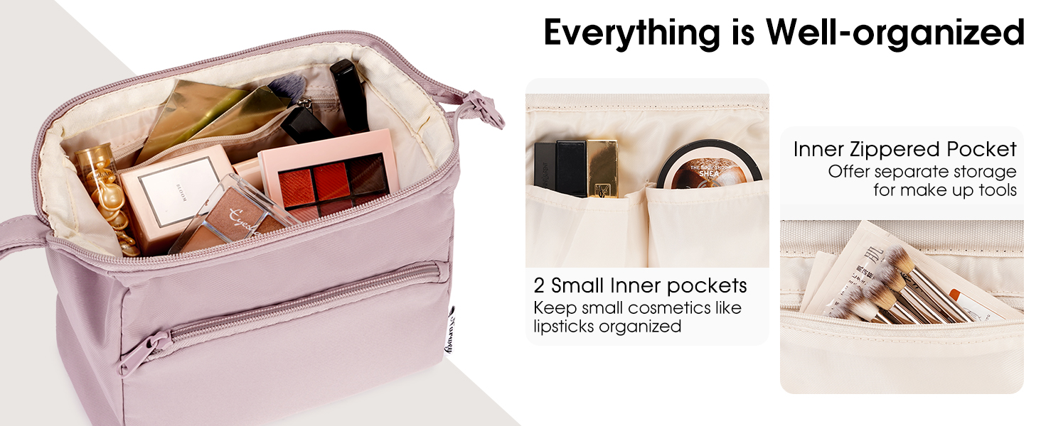 Косметичка для жінок Narwey: дорожня, велика, з широким відкриванням (сіро-блакитний)