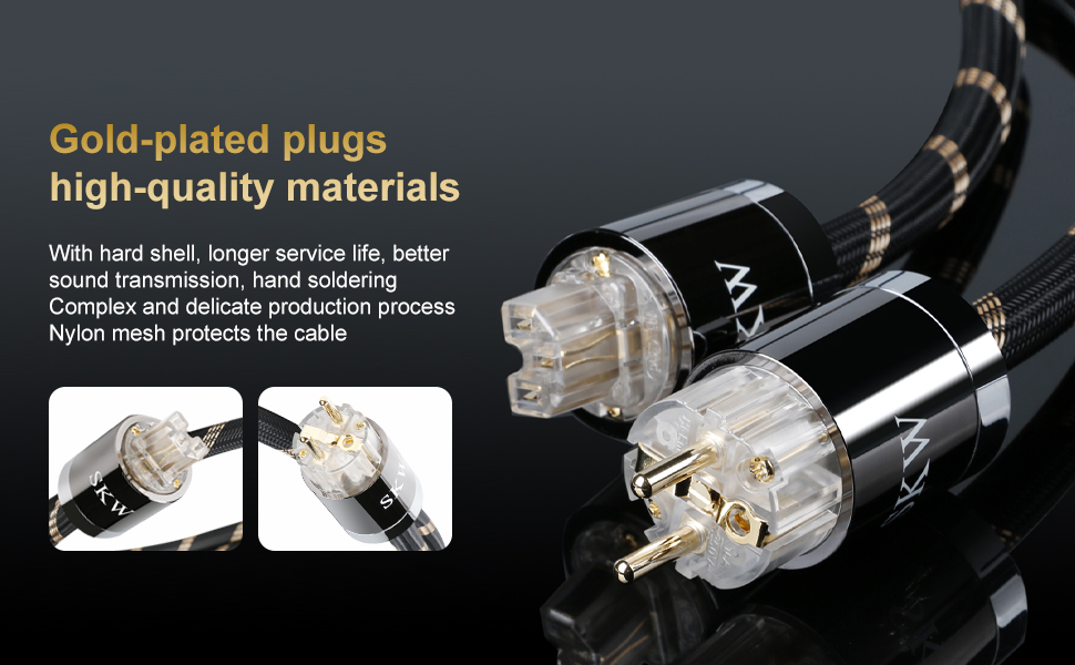 Hi-End мережевий кабель SKW Audiophile Schuko, силовий кабель живлення для сабвуфера, підсилювача, AV/DV систем (3м, чорний)