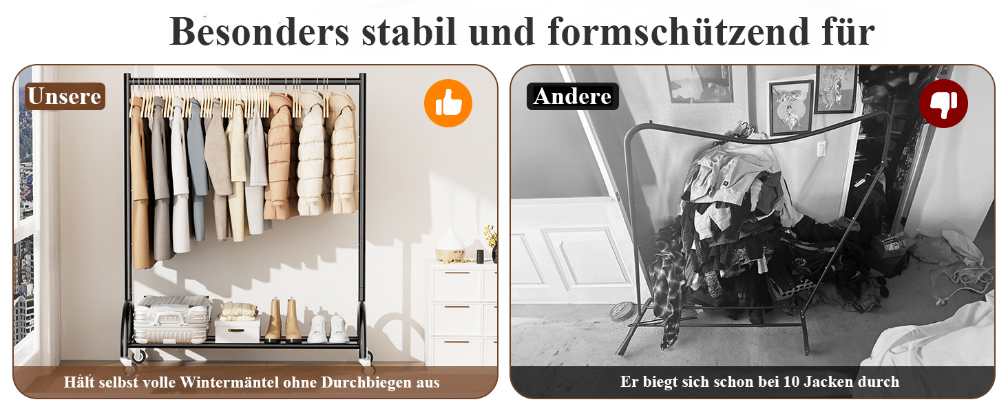 Міцний вішак для одягу на колесах MISSLO для спальні, металевий, з полицею - мобільна вішалка для одягу, пальто, чорний