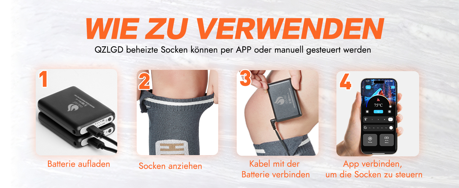 Гріючі шкарпетки для жінок та чоловіків, 5V 6000mAh, керування через додаток, зона нагріву збільшена на 30%, для катання на лижах, активного відпочинку, кемпінгу, походів та мотоциклів, розмір 38-44 EU