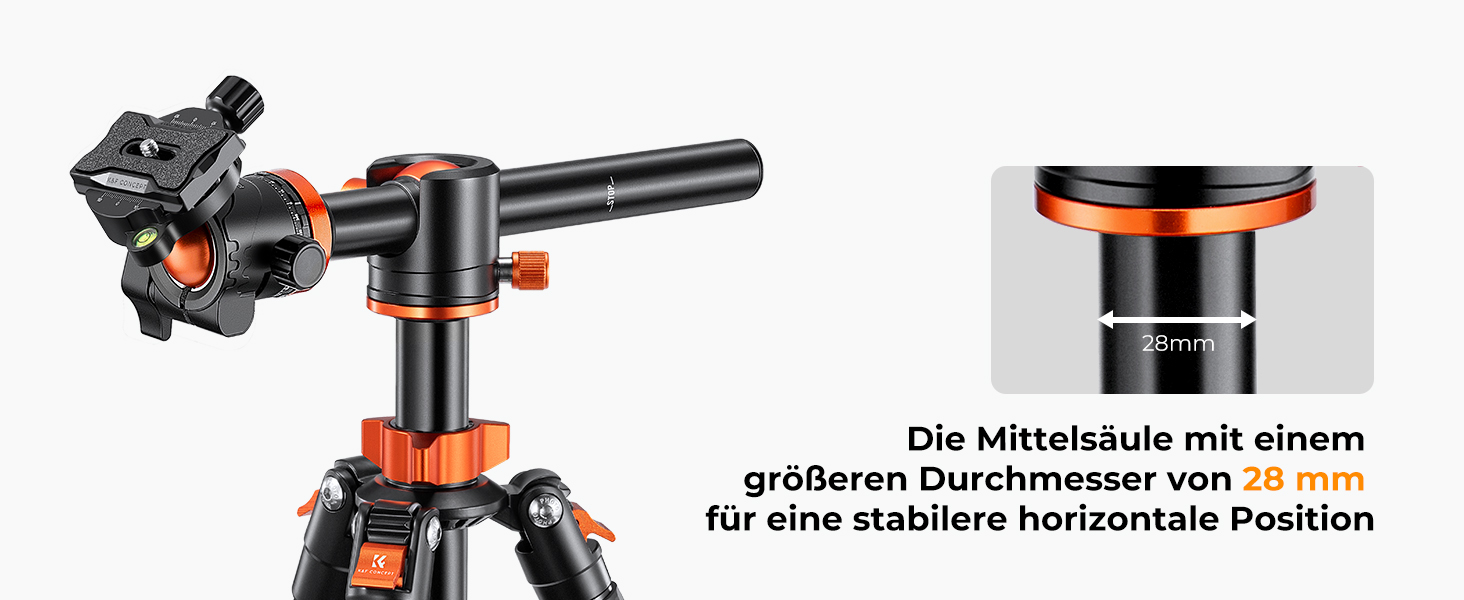 Штатив для камери K&F Concept 170см, T255A4(TM2515T1) з кульковою головкою 360° та функцією однонога штатива, 1/4'' гвинт, компактний туристичний штатив, помаранчевий