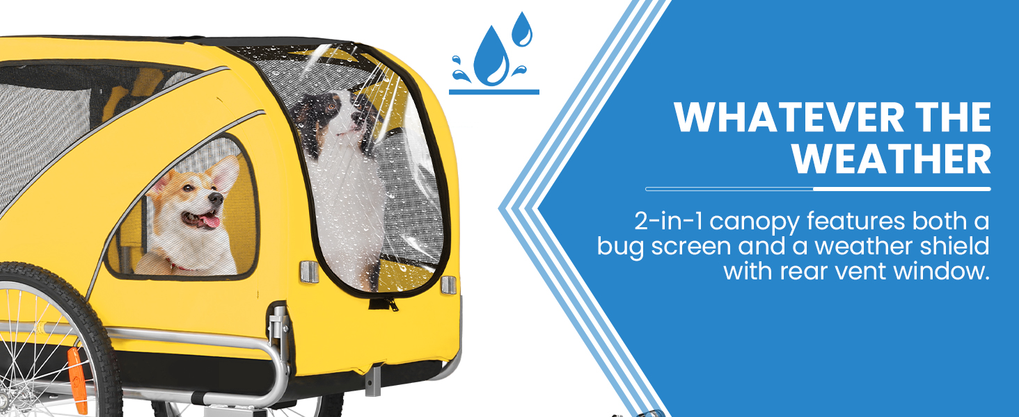 SEPNINE® Причіп для собак на велосипеді XL, 2-в-1: причіп та візок для бігу, з відбивачами та гальмом, матеріал 600D Oxford Canvas, максимальне навантаження 40 кг, помаранчевий (жовтогарячий)