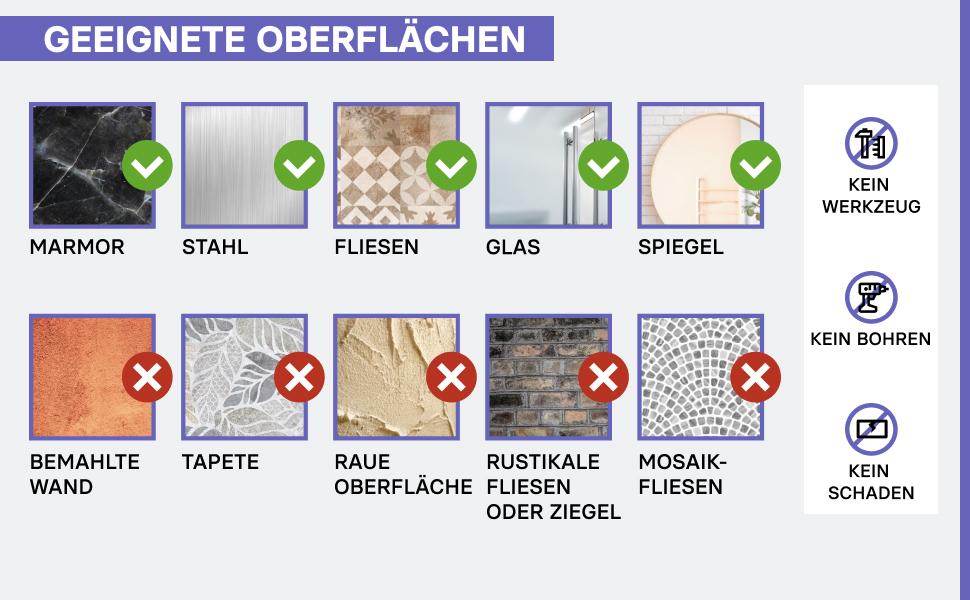 Дзеркальна поличка для душу KINCMAX без свердління з нержавіючої сталі (нержавіюча, з гачками, для ванної кімнати)