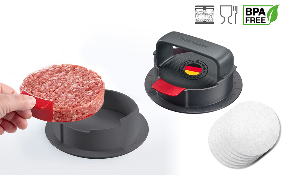 Westmark Hamburgermaker VARIO PLUS – прес для бургерів з регулюванням розміру, ABS, Ø 11 см