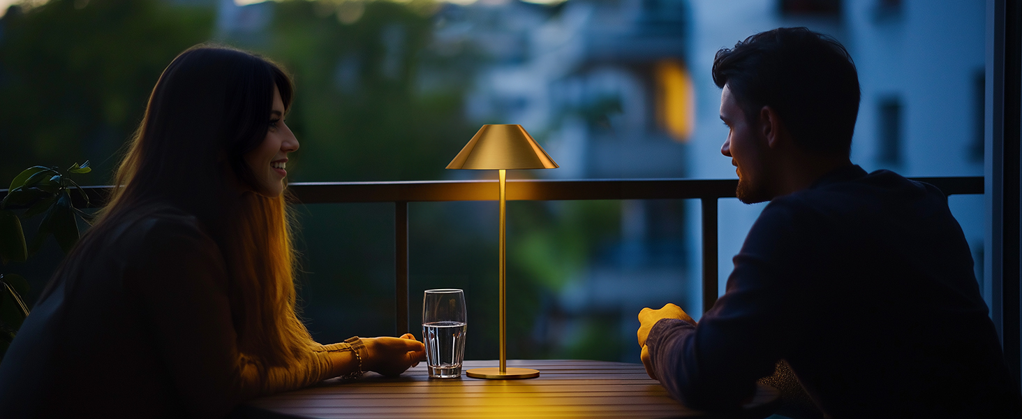 BOJIM 2 шт. LED настільна лампа на акумуляторі, золота, USB, сенсорне регулювання, IP54, водонепроникна, для балкона, поворотний наголовник