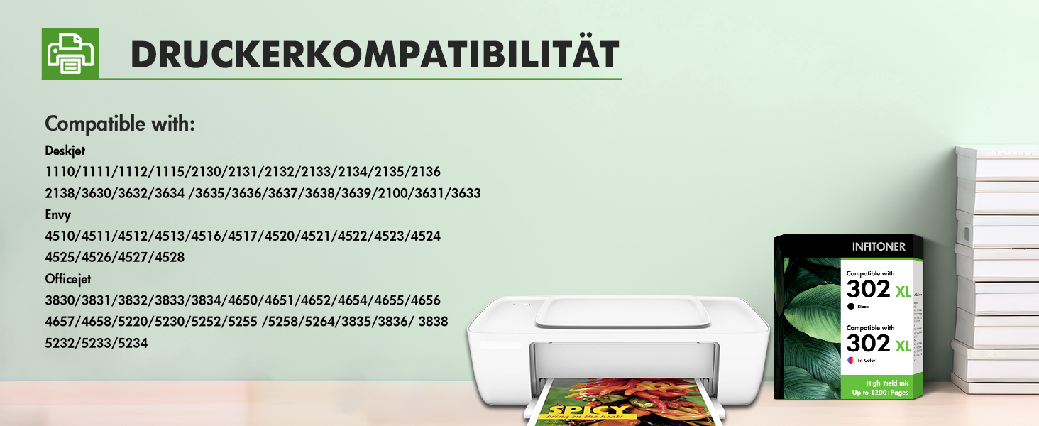 Комплект картриджів HP 302XL (чорний та кольоровий) для принтерів HP DeskJet 4520, 4525 — посилена ємність XL