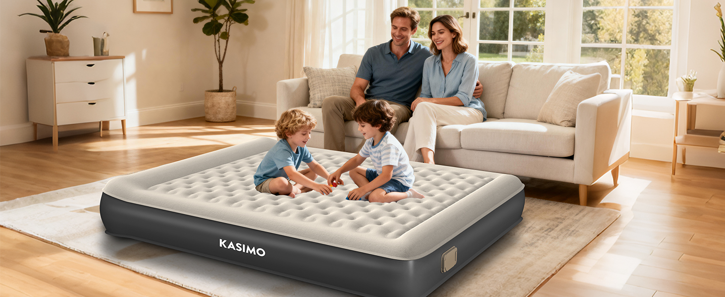 Матрац надувний KASIMO TPU самонадувний 1-місний з електричним насосом та подушкою, 190x90x22 см для дому та кемпінгу