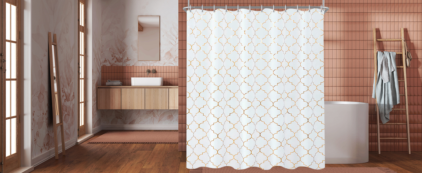 Штора для душу 180x200 см Phnom Penh Квіти, антигрибкова, водовідштовхувальна, поліестер, з кільцями (1 шт)