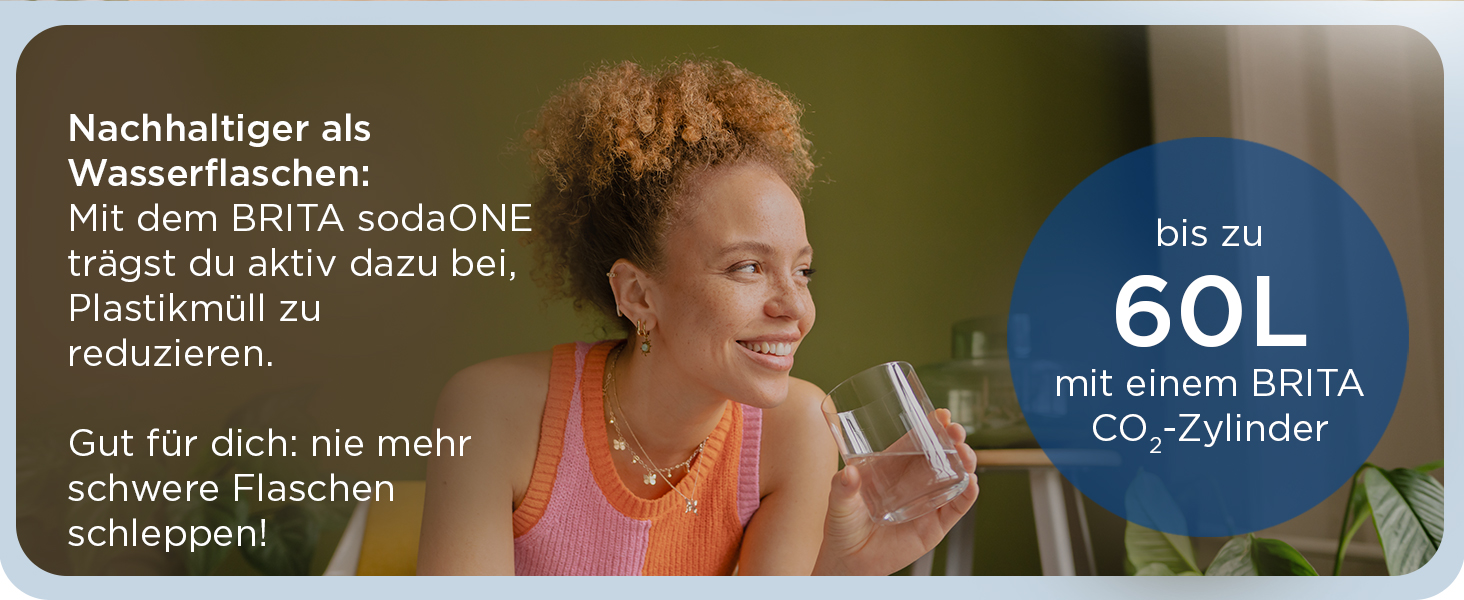 Газова вода BRITA sodaONE (чорний) з CO₂ балончиком та пляшкою PET без BPA | Зробить воду пружною (до 60л на балончик) – газова вода для дому