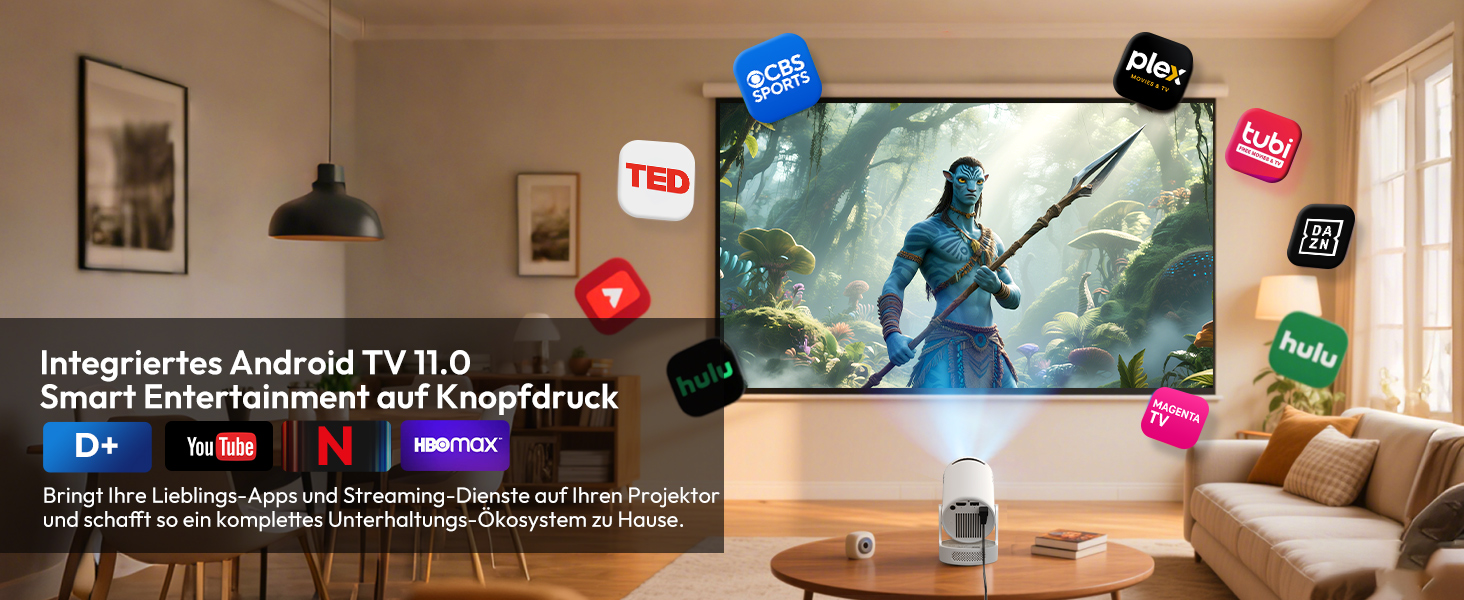 Портативний проєктор Xgody Gimbal 3: 12000 Люмен, Android 11.0, WiFi 6, Bluetooth, 720P HD (підтримка 4K)