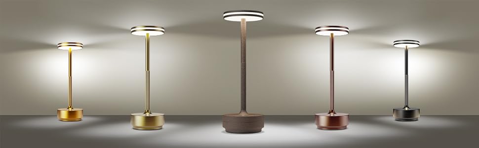 Настільна LED лампа Hapfish акумуляторна бездротова, диммована, 5000mAh, 3 режими світла, водонепроникна IP54 для вулиці, спальні, столу – Золота