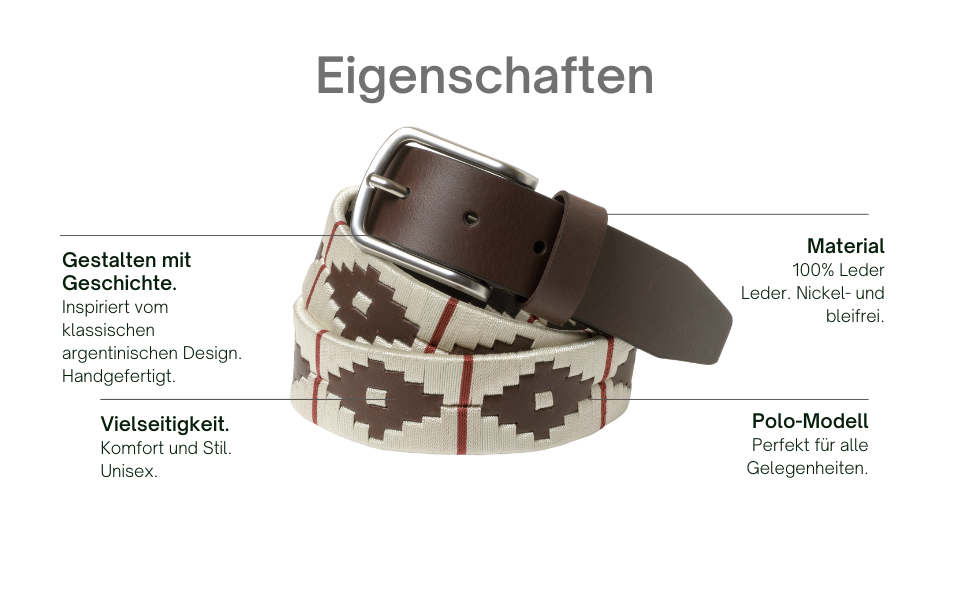 Чоловічий/жіночий шкіряний ремінь з шнуром та браслетом. Аргентинський шкіряний ремінь ручної роботи (бежево-червоний, 110 см)