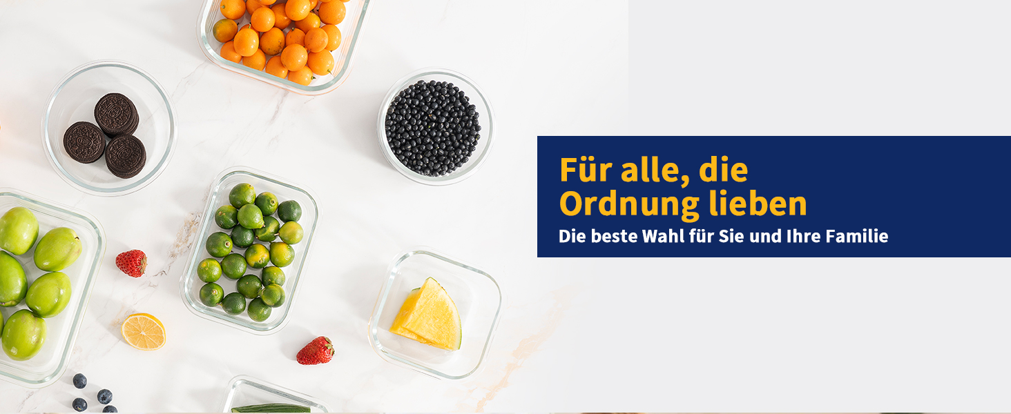 Набір скляних контейнерів для зберігання їжі, 10 шт., з кришками з преміум-пластику, герметичні, BPA-free, блакитні