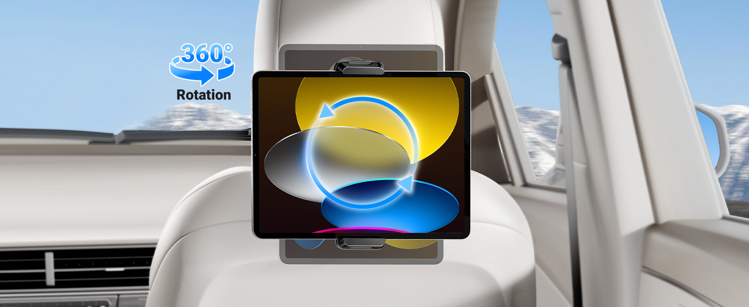 Утримувач для планшета UGREEN в авто, 360° обертання, регульований, універсальний, сумісний з 4.7-12.9 дюймів
