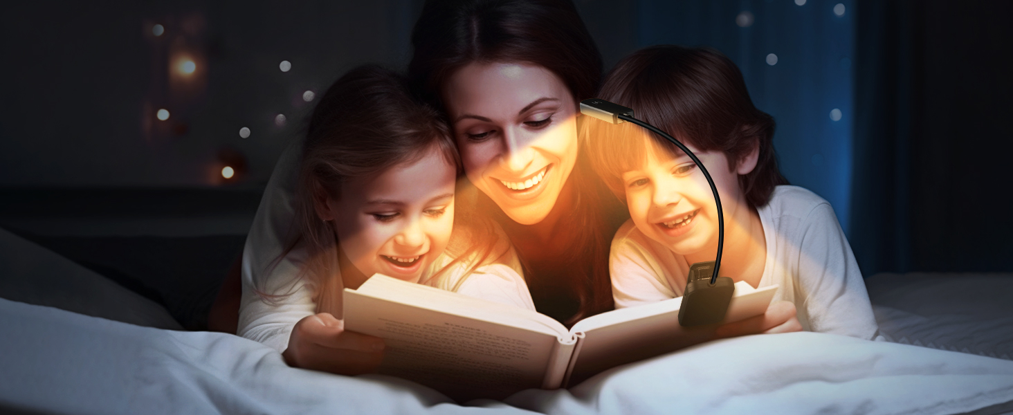 LED лампа для читання з кліпсою, захист очей, 6 LED, 3 режими яскравості (теплий/холодний/білий), USB перезарядна, 360° регульована, для читання, ліжка, офісу, подорожей, чорна