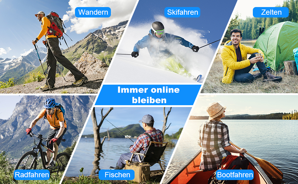 Сонячний Power Bank 26800 mAh з ручкою та 4 кабелями, USB-C, 7 виходів, 4 входи, для телефону, Outdoor, водонепроникний, зовнішній акумулятор для кемпінгу (Синій)