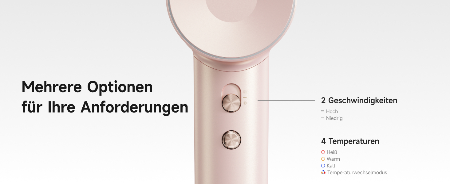 Фен Laifen з магнітною насадкою, 200 млн негативних іонів, 110 000 об/хв, Rosé Gold (Swift Premium)