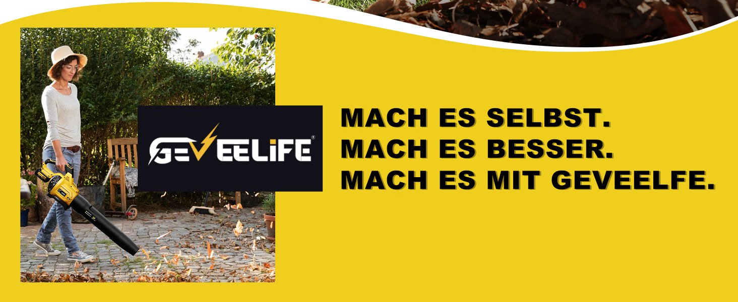 Акумуляторний повітродув GEVEELIFE 20В, 270 км/год, електричний, 3 швидкості, 2 акумулятори 5,0А·год, бездротовий для саду, листя, пилу та снігу (з батареєю)