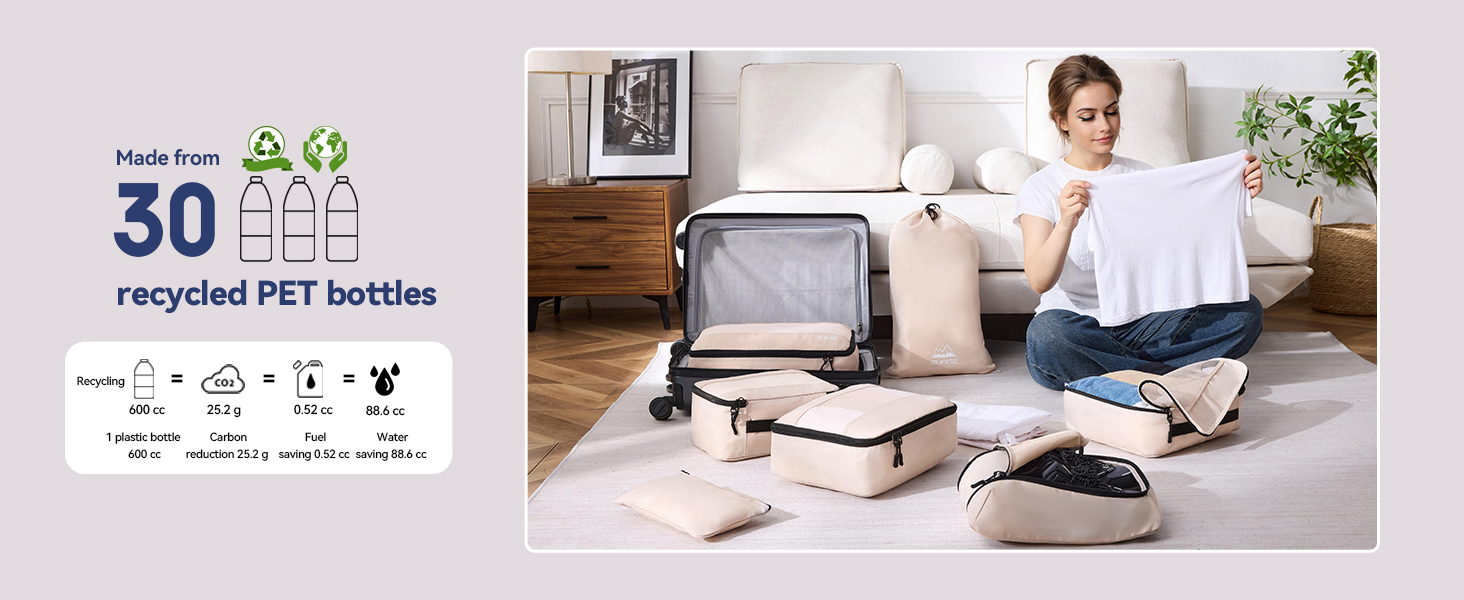 Органайзер для валізи MURISE, 8 шт. - Packing Cubes для подорожей, сумки-органайзери для валізи, з мішечком для взуття та косметички, система організації, Travel Essentials, чорний