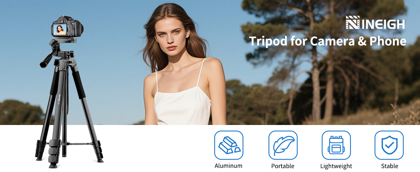 Штатив для камери Nineigh 172см, для смартфона з пультом, легкий, алюміній, 3-х секційний, для фото та відео
